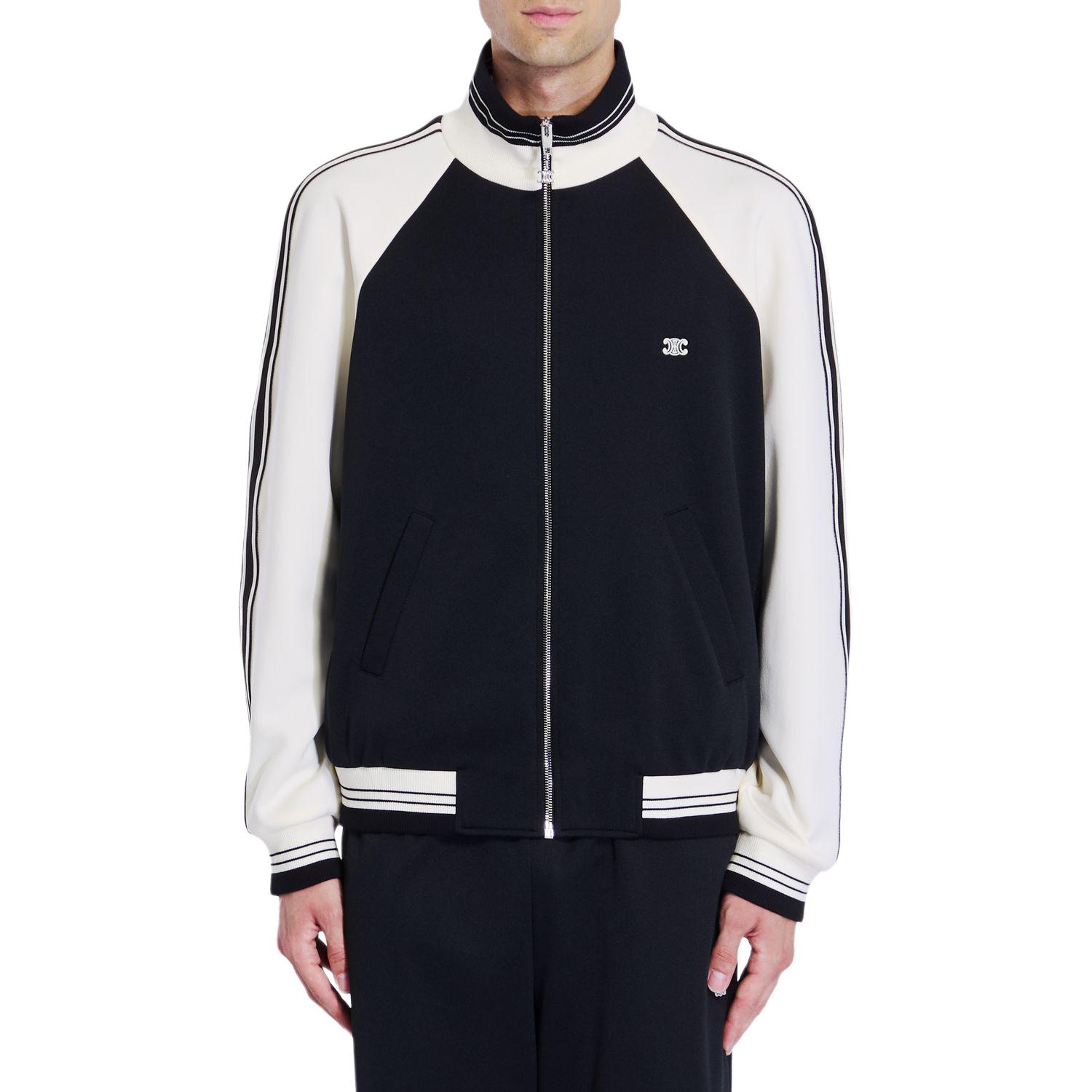 Shop セリーヌ SS24 カラーブロック ハイネック ラグラン ジップ スウェットシャツ - ブラック 2Y14H121O-38EC