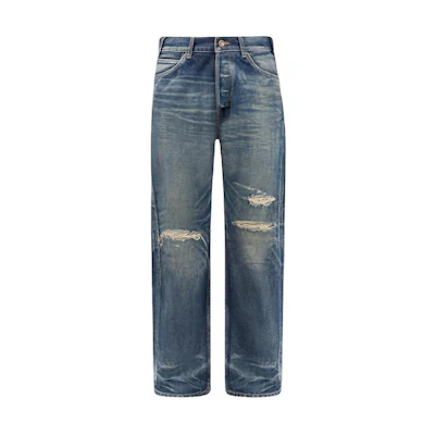 CELINE SS24 Distressed Loose Wide-Leg Jeans Blue 2N574664X-06UE