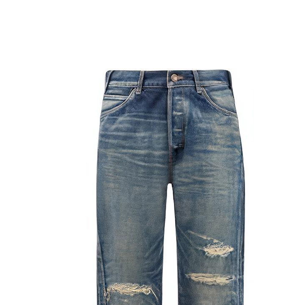 Shop CELINE SS24 Jeans Anchos Pierna Recta Azul Desgastados 2N574664X-06UE