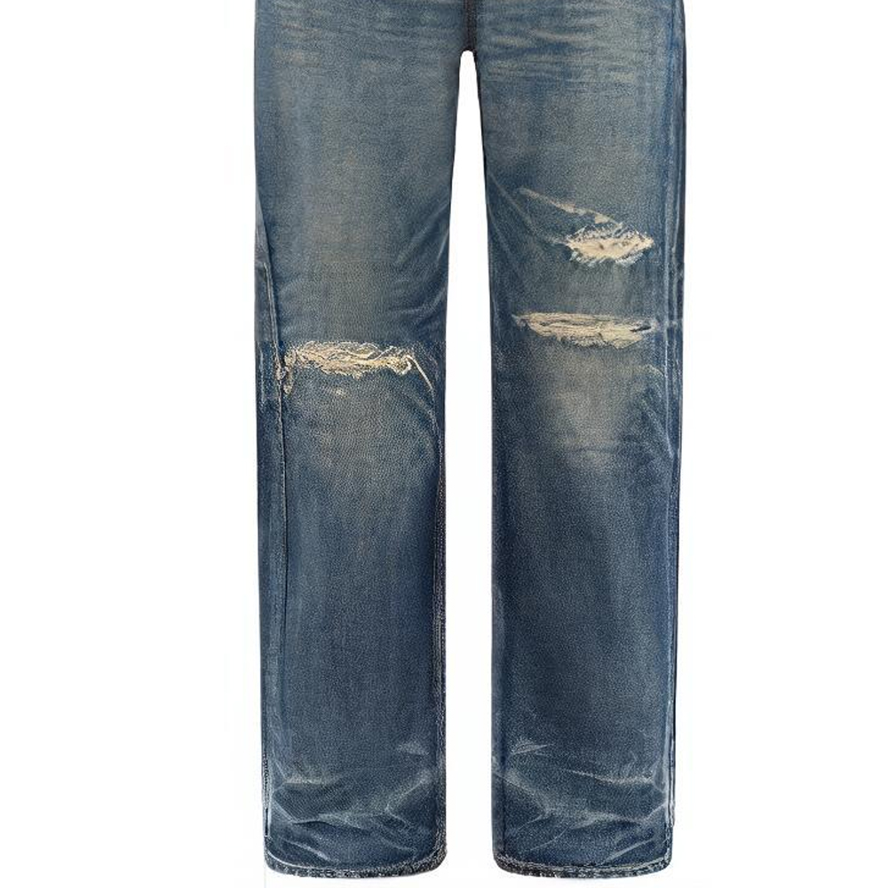 Purchase CELINE SS24 Jeans Anchos Pierna Recta Azul Desgastados 2N574664X-06UE