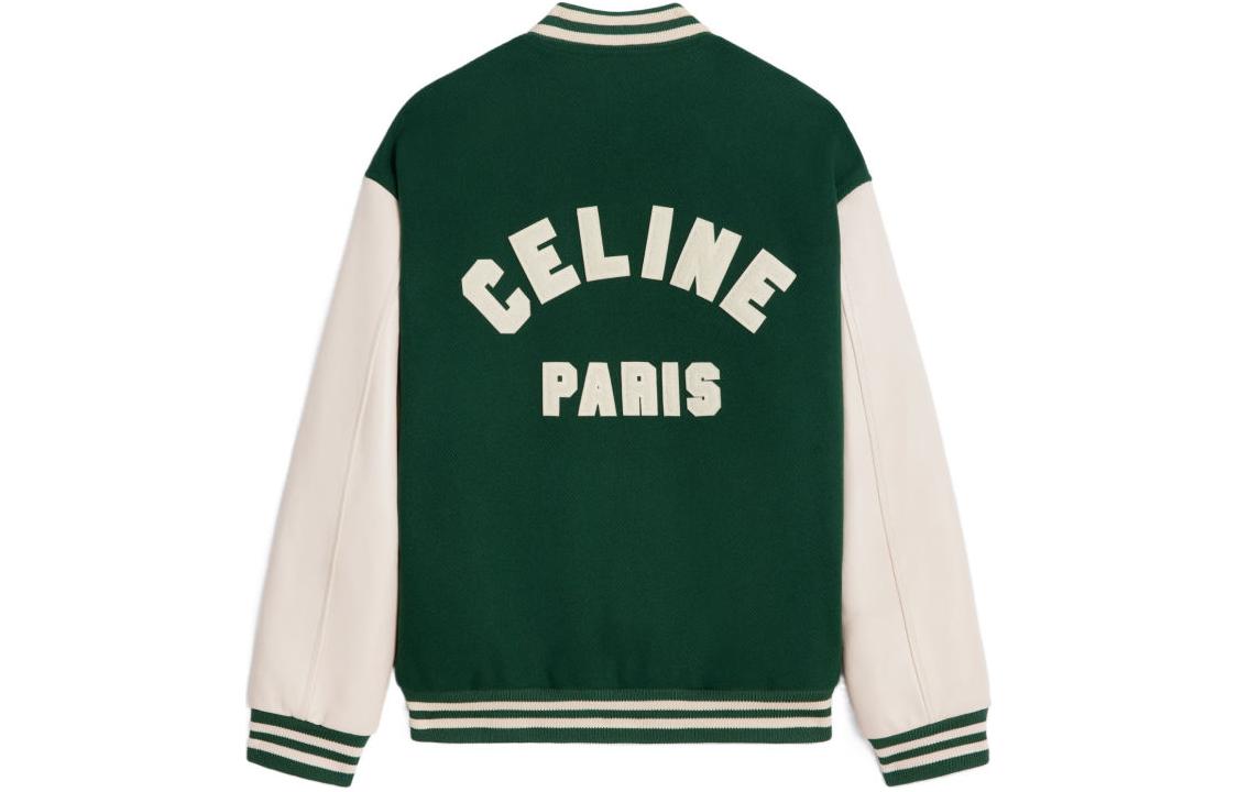 Lookbook CELINE SS24 绿色条纹标志单排扣夹克. 2W40C896C-30GN