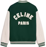 Lookbook CELINE SS24 綠色條紋Logo貼布單排扣外套. 2W40C896C-30GN