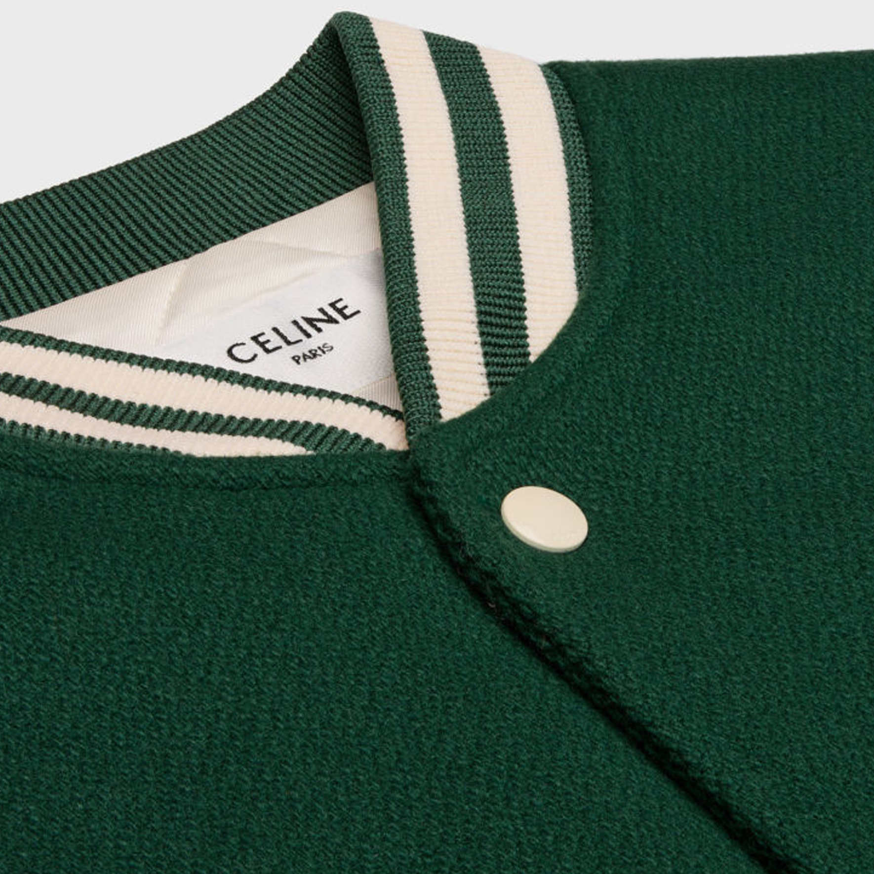Shop CELINE SS24 绿色条纹标志单排扣夹克. 2W40C896C-30GN
