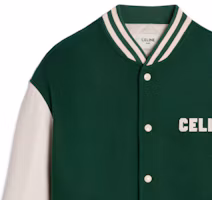 Details for CELINE SS24 綠色條紋Logo貼布單排扣外套. 2W40C896C-30GN