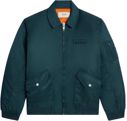 CELINE SS24 Grey-Blue Logo Patch Bomber Jacket 2W83A396E-07BP Order CELINE SS24 Grey-Blue Logo Patch Bomber Jacket 2W83A396E-07BP