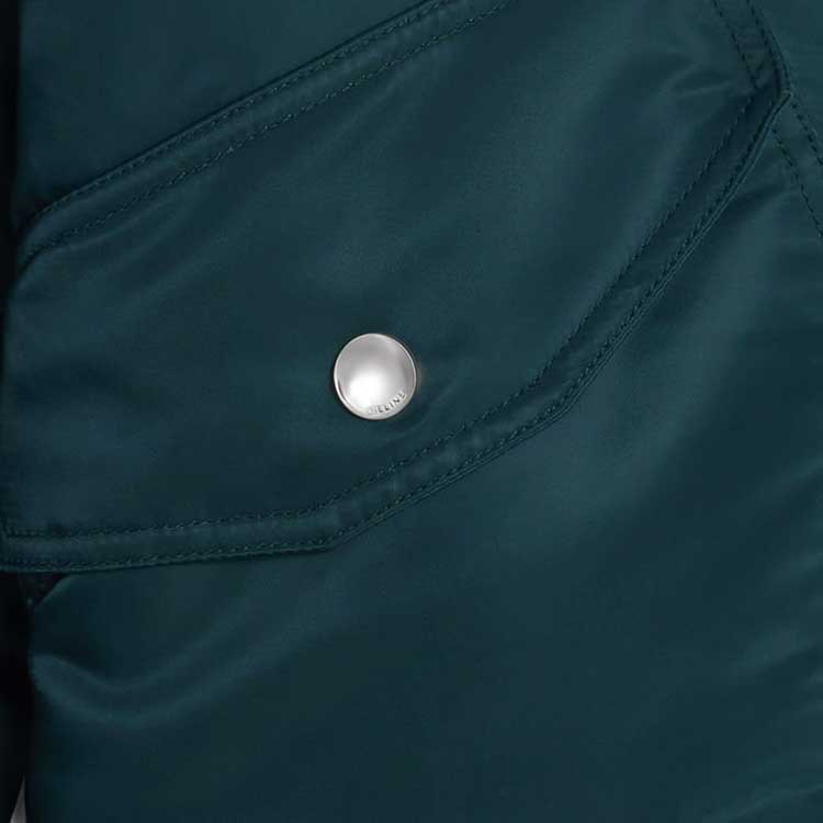 Shop CELINE SS24 Jaket Bomber Logo Patch Kelabu-Biru 2W83A396E-07BP