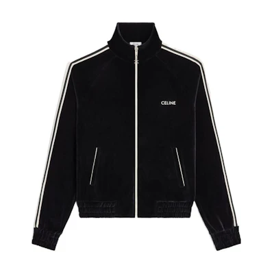 CELINE SS24 High Neck Logo Zip Jacket Black 2Y33G748Q-38AW