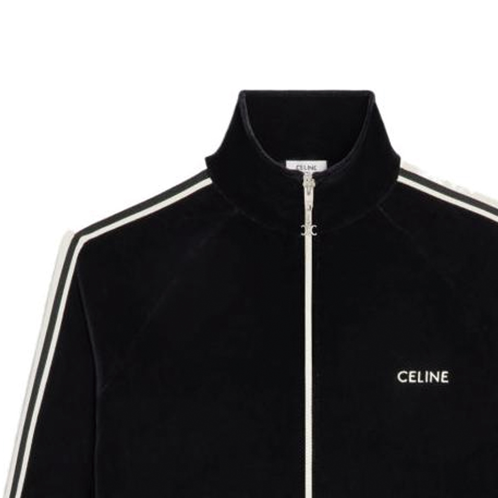 Purchase CELINE SS24 高領Logo拉鍊外套 黑色 2Y33G748Q-38AW