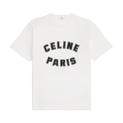 CELINE SS24 Loose Fit Logo Graphic Tee in White. 2X84N671Q-01OB