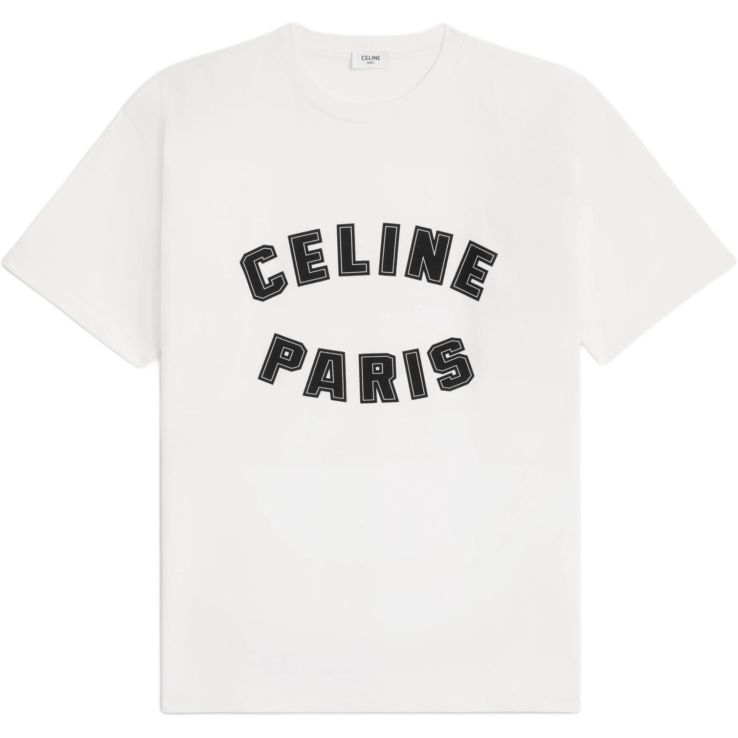 Order CELINE SS24  Loose Fit Logo Graphic Tee in White. 2X84N671Q-01OB
