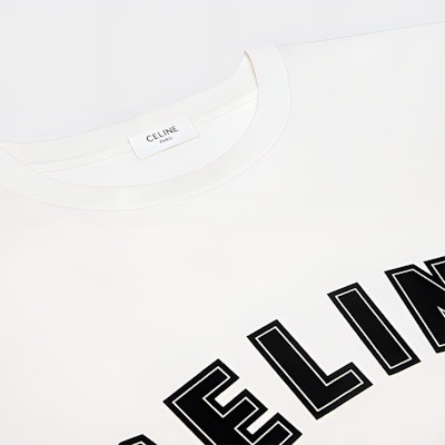 CELINE SS24 Loose Fit Logo Graphic Tee in White. 2X84N671Q-01OB Purchase CELINE SS24 Loose Fit Logo Graphic Tee in White. 2X84N671Q-01OB