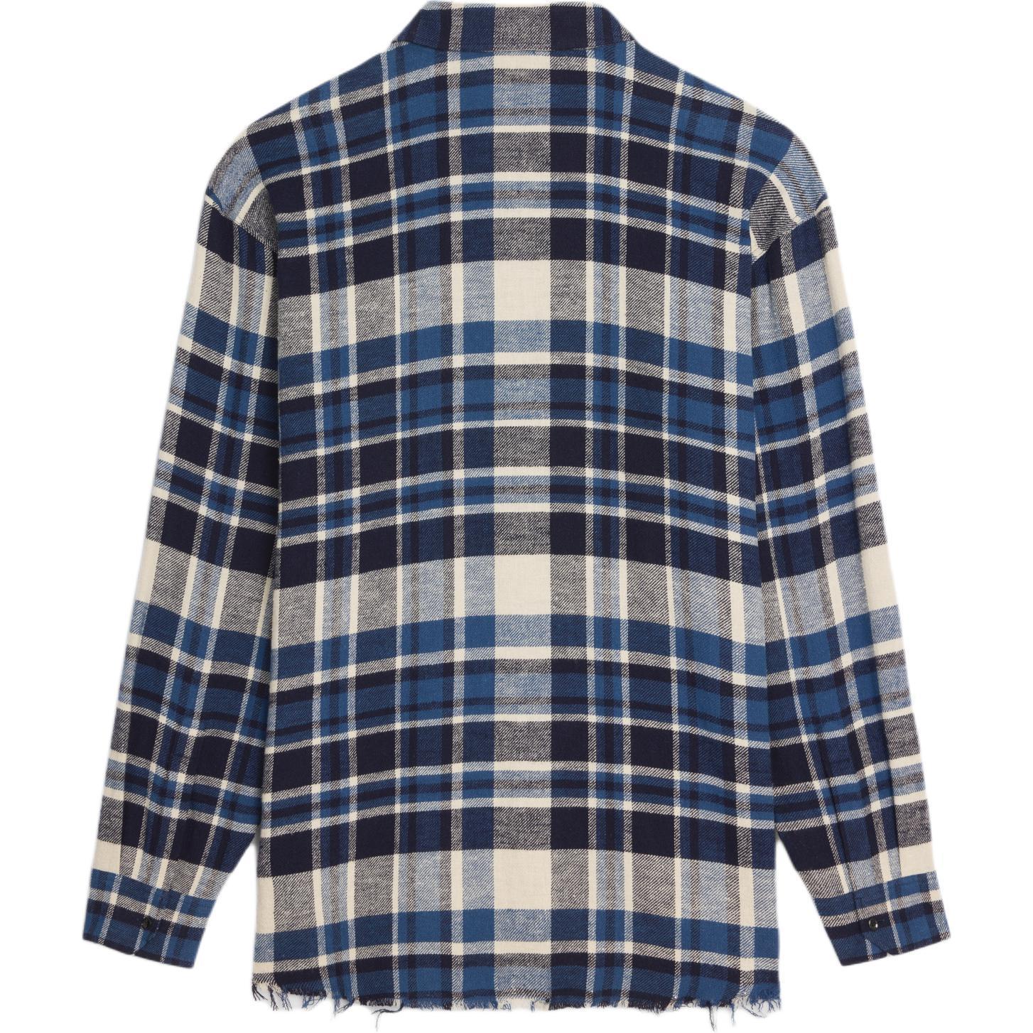 Lookbook CELINE SS24  Navy Blue Plaid Fringe Button-Up Oversized Shirt. 2C59A366X-01NQ