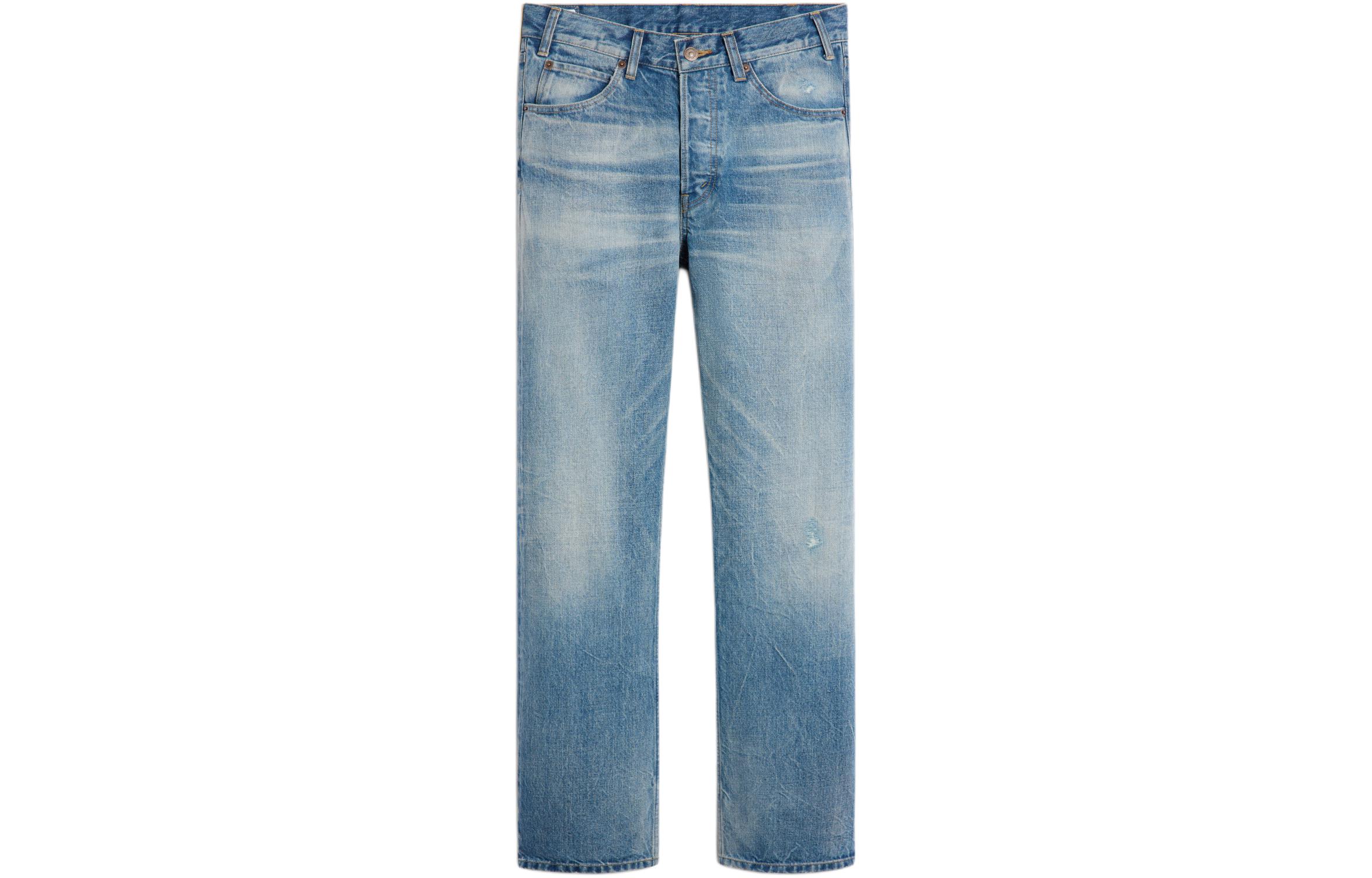 CELINE SS24  Washed Straight-Leg Jeans with Side Zipper Pockets in Dawn Shade 2N574662X-08LI