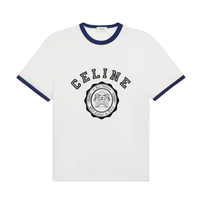 CELINE SS24 White Cotton Logo Print Oversized Crewneck T-Shirt RX00F507Z-CAS4
