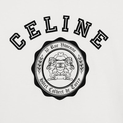 セリーヌ SS24 ホワイト コットン ロゴプリント オーバーサイズ クルーネックTシャツ RX00F507Z-CAS4 Shop セリーヌ SS24 ホワイト コットン ロゴプリント オーバーサイズ クルーネックTシャツ RX00F507Z-CAS4