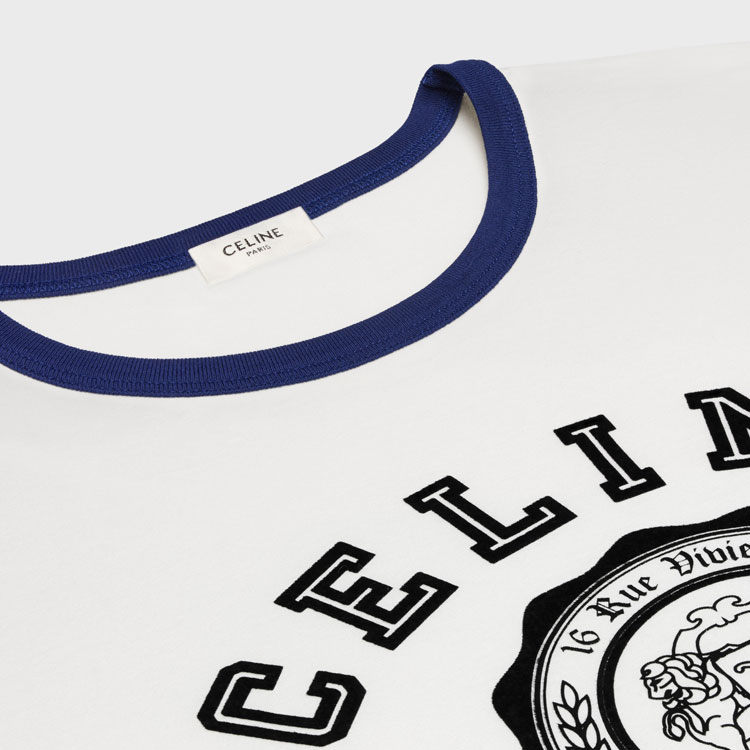 Purchase CELINE 白色棉质大Logo印花宽松版圆领T恤 SS24 RX00F507Z-CAS4