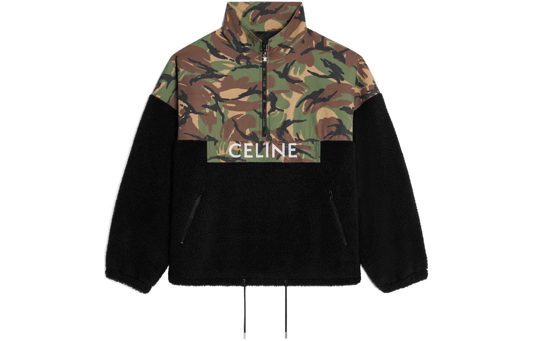 Celine SS24 Black Camo Letter Print High-Neck Long-Sleeve Jacket 2W67B188Y-38CF