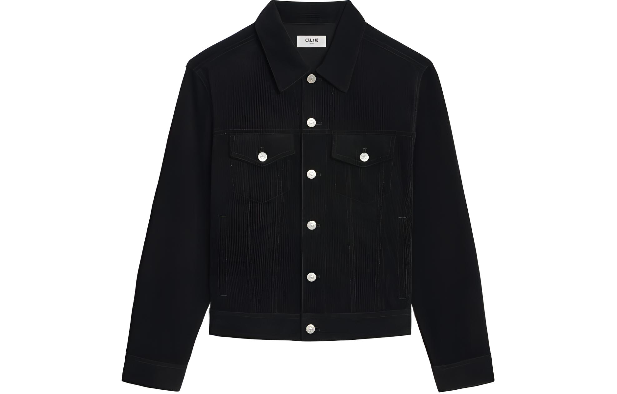 Celine SS24 Black Casual Long-Sleeve Jacket with Single-Breasted Design 2Q757665W-08LH