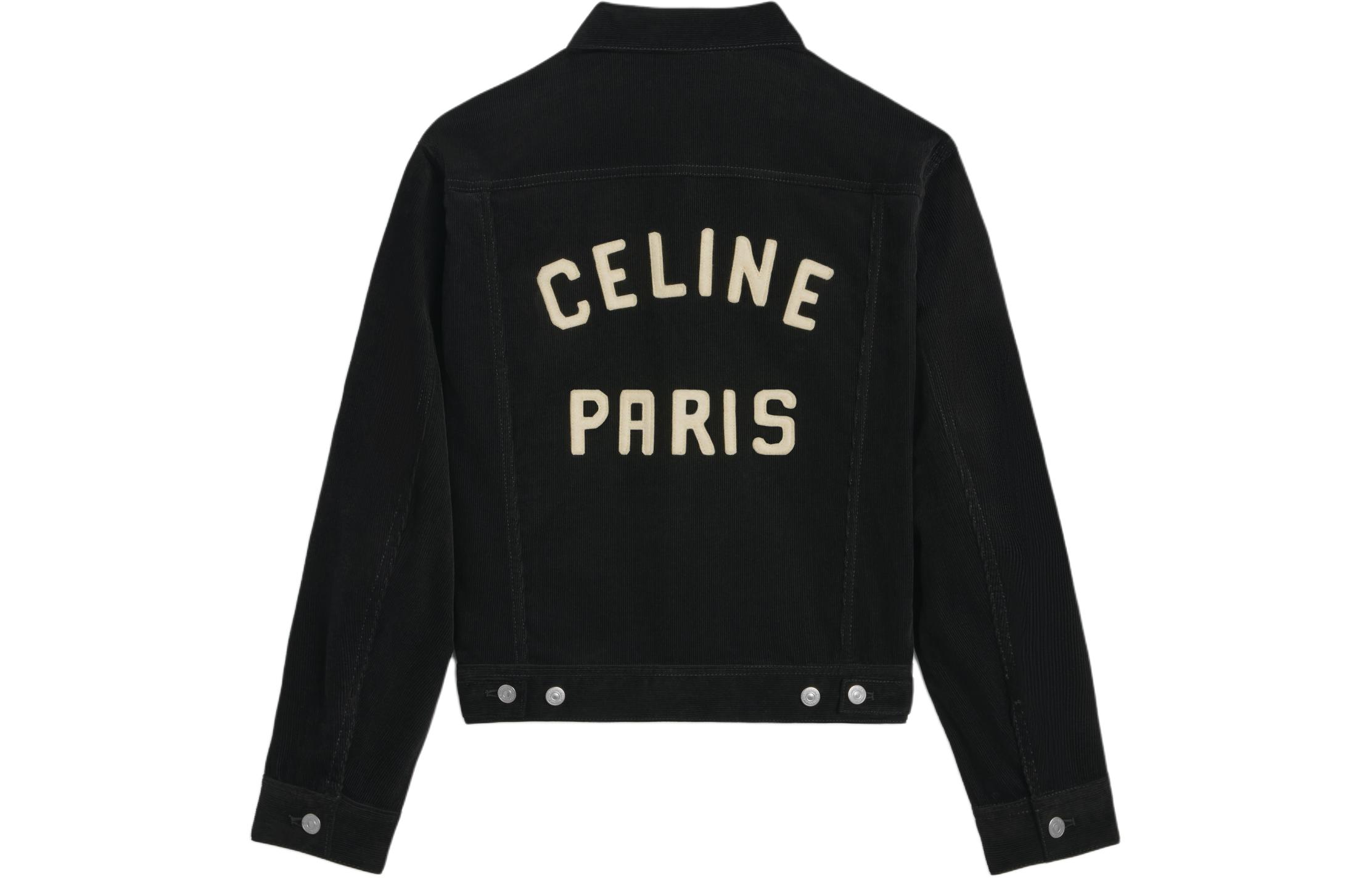 Lookbook Celine SS24 Jaket Kasual Hitam Lengan Panjang Rekaan Single-Breasted 2Q757665W-08LH