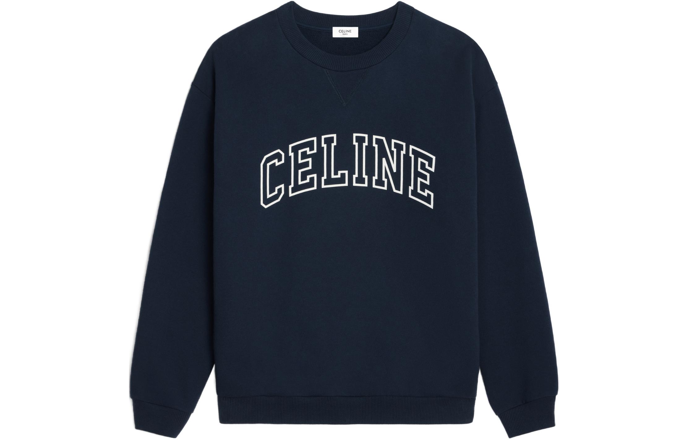 Celine SS24 Blue Letter Print Crewneck Long-Sleeve Sweatshirt 2Y05G670Q-07TZ
