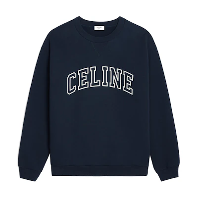 Celine SS24 Blue Letter Print Crewneck Long-Sleeve Sweatshirt 2Y05G670Q-07TZ