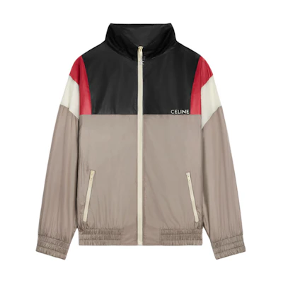Celine SS24 Colorblock Logo Embroidered Loose High-Neck Jacket Multicolor 2W51B052I-01AG