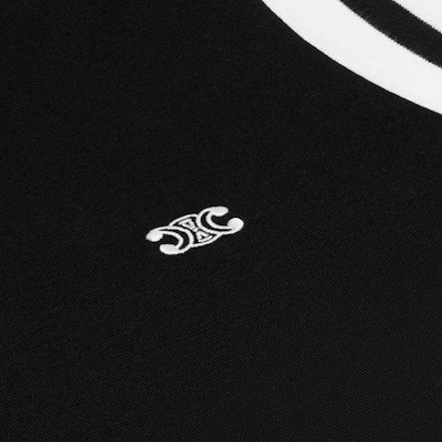 CELINE SS24 Contrast Logo Embroidered Crewneck T-Shirt Black Tee 2X30O671Q-38AW Purchase CELINE SS24 Contrast Logo Embroidered Crewneck T-Shirt Black Tee 2X30O671Q-38AW
