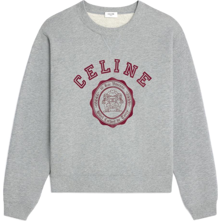 Celine SS24 Grey Crewneck Logo Print Loose-Fit Sweatshirt RY030670Q-09BA