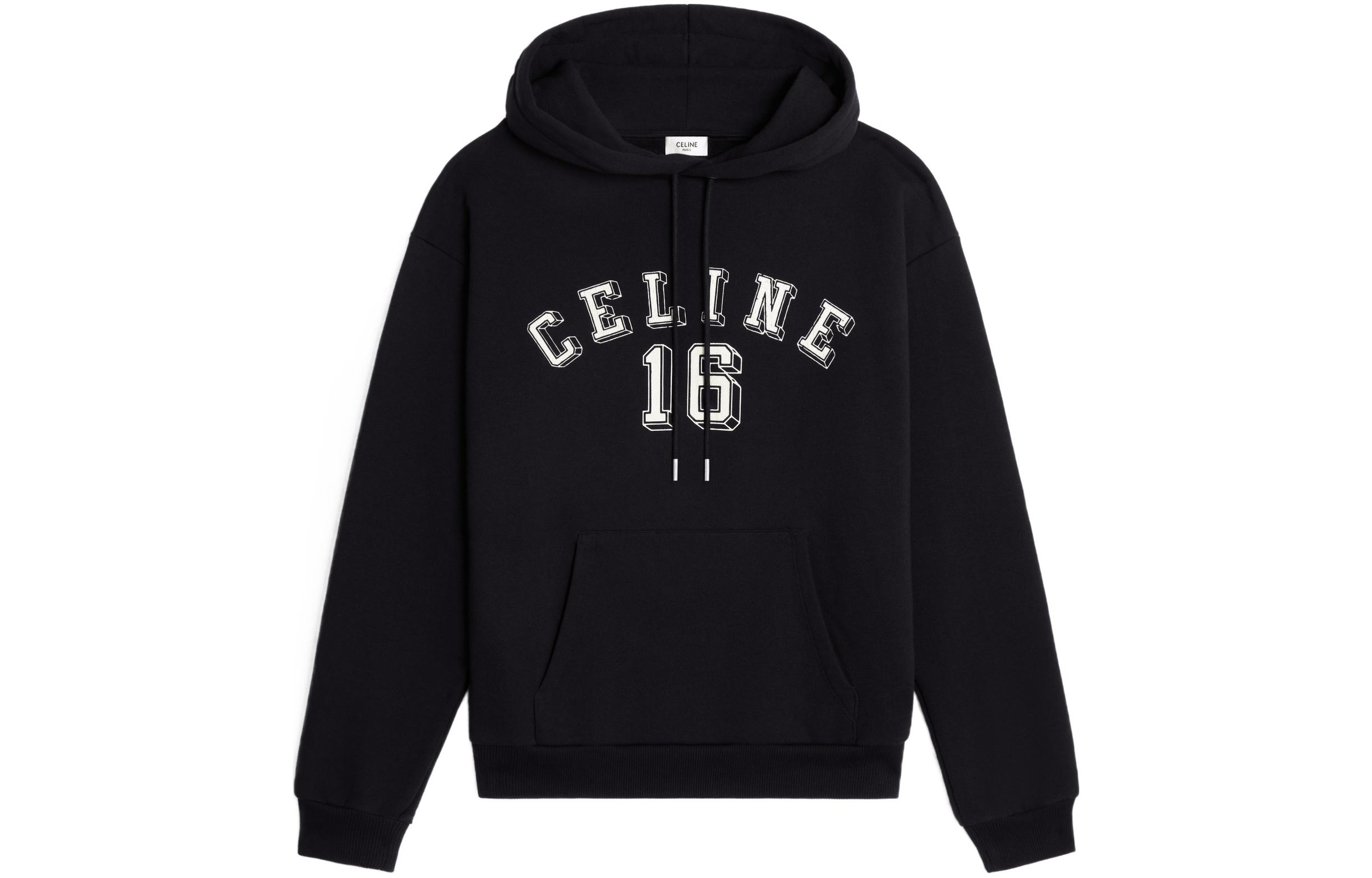 Celine SS24 Letter Print Drawstring Hoodie Black () 2Y89F670Q-38AW