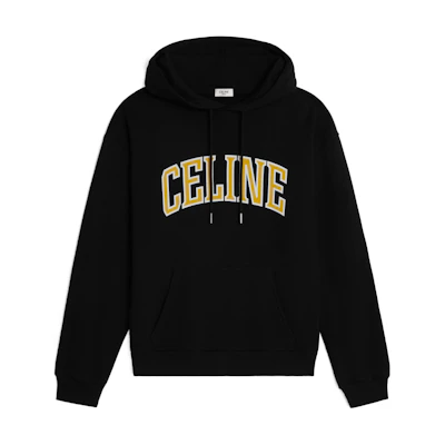 CELINE SS24 Letter Print Loose Hoodie Black Sweatshirt. 2Y75F670Q-38JE