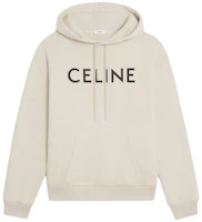 CELINE SS24 Logo Print Beige Hoodie for Men 2Y321765N-01CB CELINE SS24 Logo Print Beige Hoodie for Men 2Y321765N-01CB