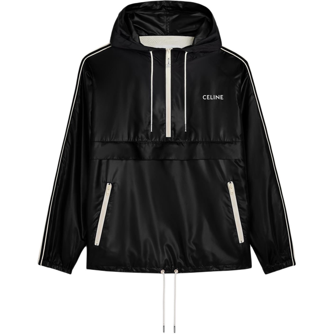 Celine SS24 Logo Print Drawstring Hoodie Jacket Men’s Black 2W81A052I-38NO