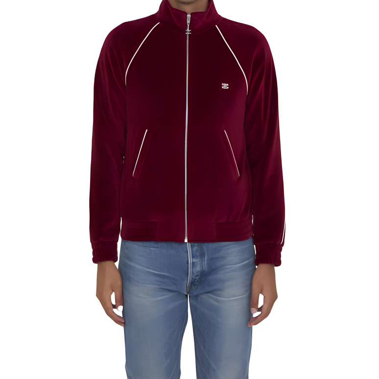 Celine SS24 Red Logo Embroidered Zip-Up Jacket for Men RV029748-28EB