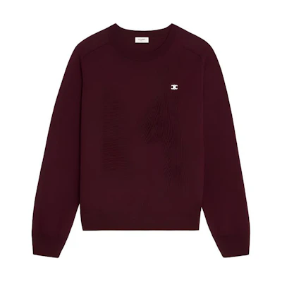 CELINE SS24 Solid Color Logo Embroidered Sweater - Burgundy 2AH80322U-28BD