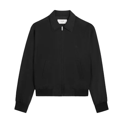 Celine SS24 Solid Color Logo Embroidered Zip Jacket Black Outerwear 2W47B585X-38JB