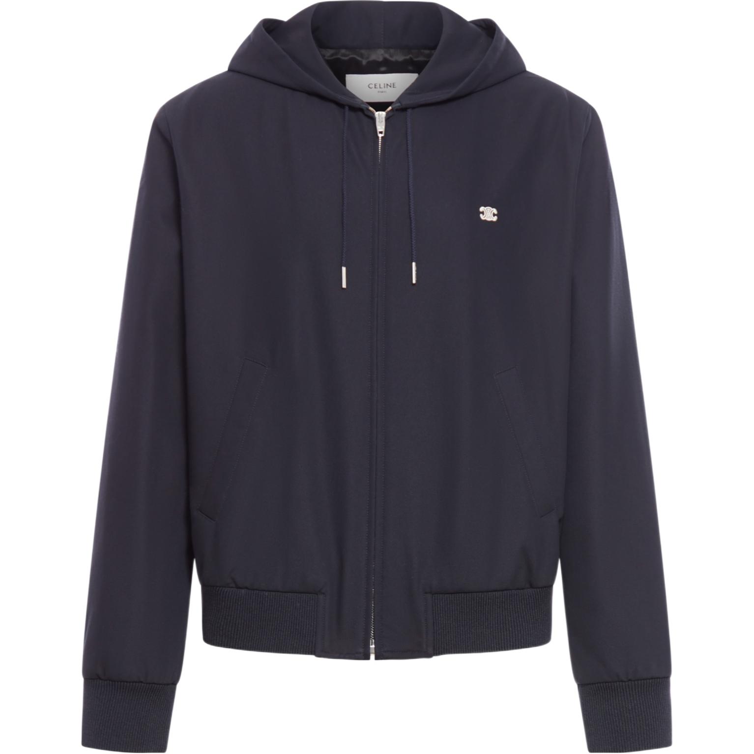 CELINE SS24 Solid Logo Embroidered Hoodie Jacket  Sky Blue. 2W96C208R-07MR