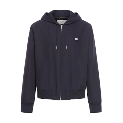 CELINE SS24 Solid Logo Embroidered Hoodie Jacket Sky Blue. 2W96C208R-07MR
