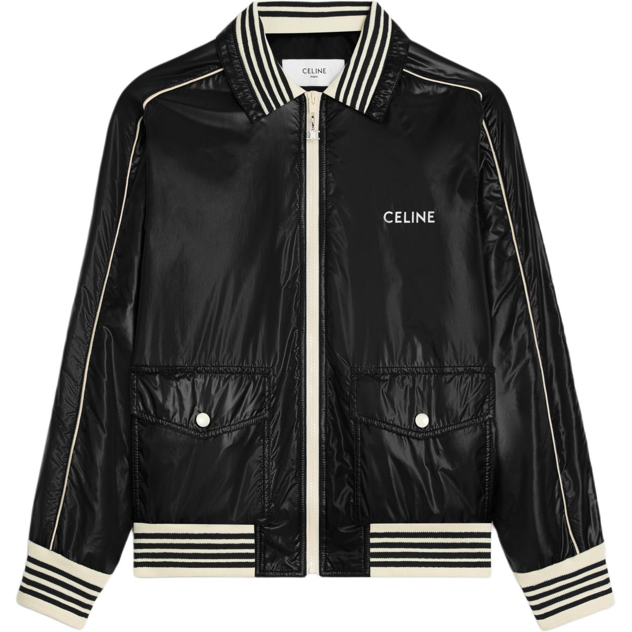 Celine SS24 Striped Letter Print Zip-Up Casual Jacket Black 2W973661V-38NO