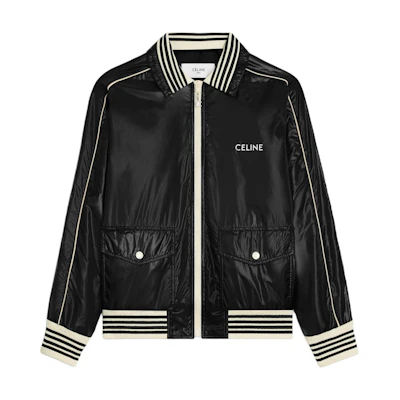 Celine SS24 Striped Letter Print Zip-Up Casual Jacket Black 2W973661V-38NO