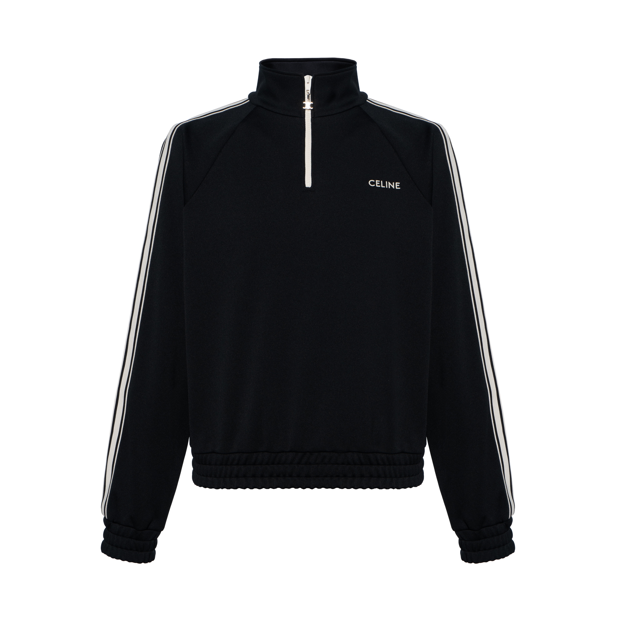 Celine SS24 Striped Logo Embroidered Oversized Black Sweatshirt for Men 2Y90G121O-38AW