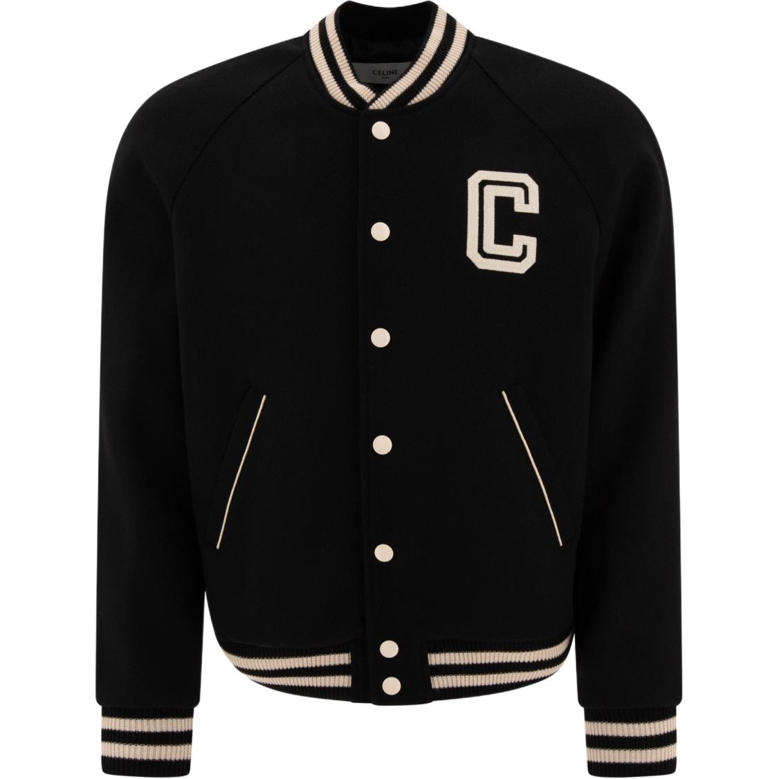 Order CELINE SS24 Jaket Hitam Lengan Panjang Logo Garis Strip Single-Breasted 2V86W896C-38NO