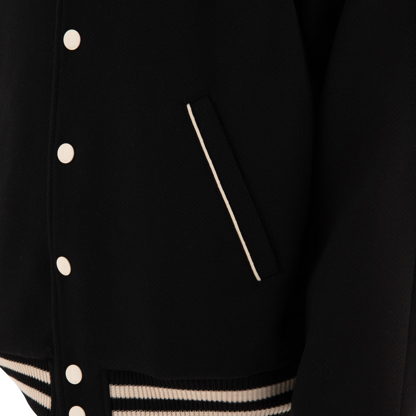 Sizing CELINE SS24 Jaket Hitam Lengan Panjang Logo Garis Strip Single-Breasted 2V86W896C-38NO