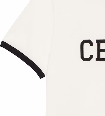 CELINE SS25 Kaos Kerah Bulat Letter Slim Fit Warna Krem. RX02R507Z-01QF Sizing CELINE SS25 Kaos Kerah Bulat Letter Slim Fit Warna Krem. RX02R507Z-01QF