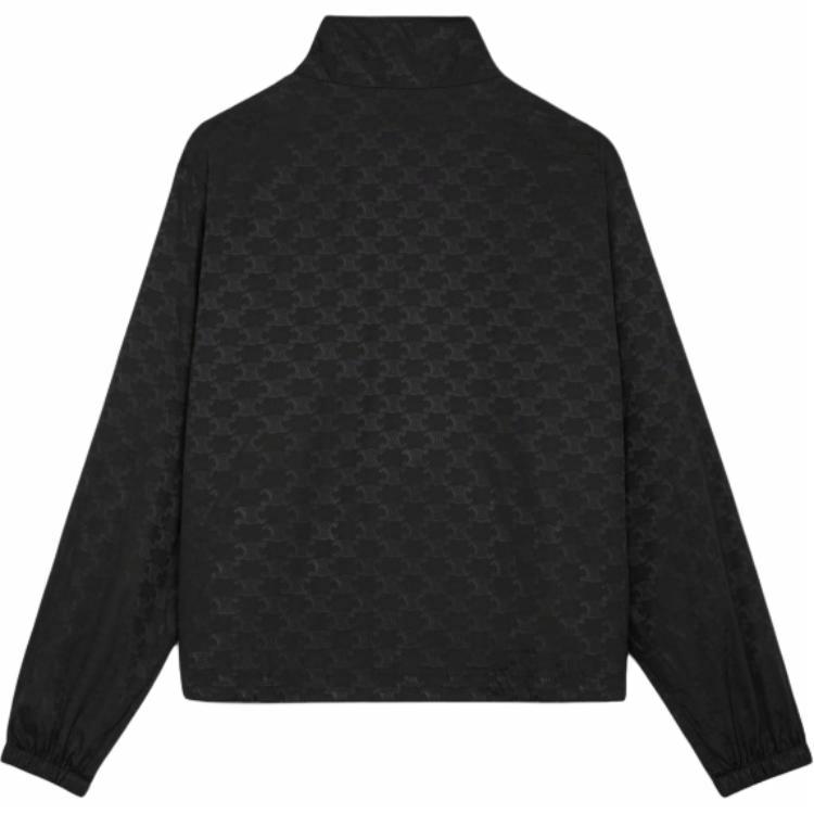 CELINE SS25  Black Nylon Interwoven Zip-Up Jacket with Drawstring Waist. RV0K6795W-38NO 圖 3