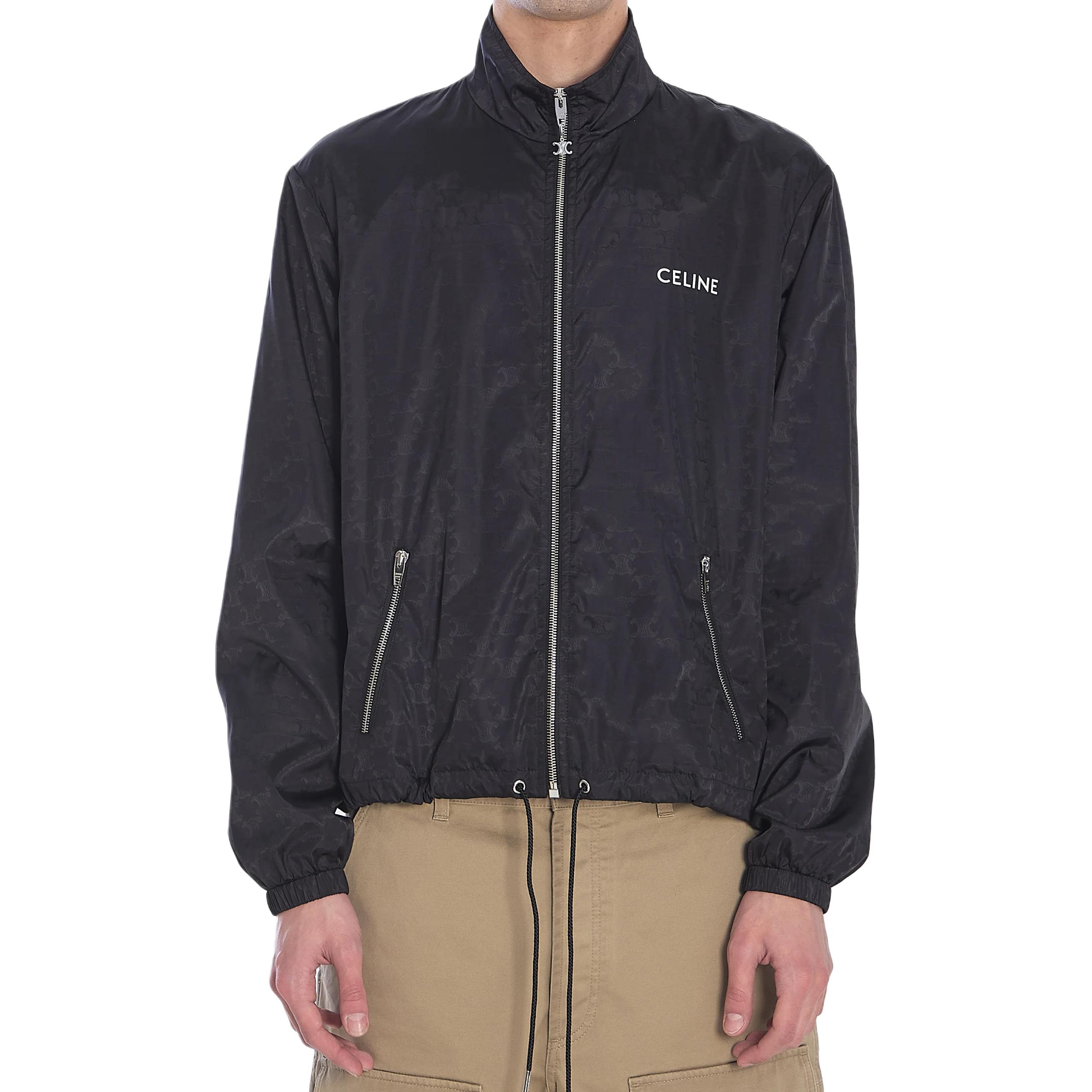 CELINE SS25  Black Nylon Interwoven Zip-Up Jacket with Drawstring Waist. RV0K6795W-38NO 圖 4