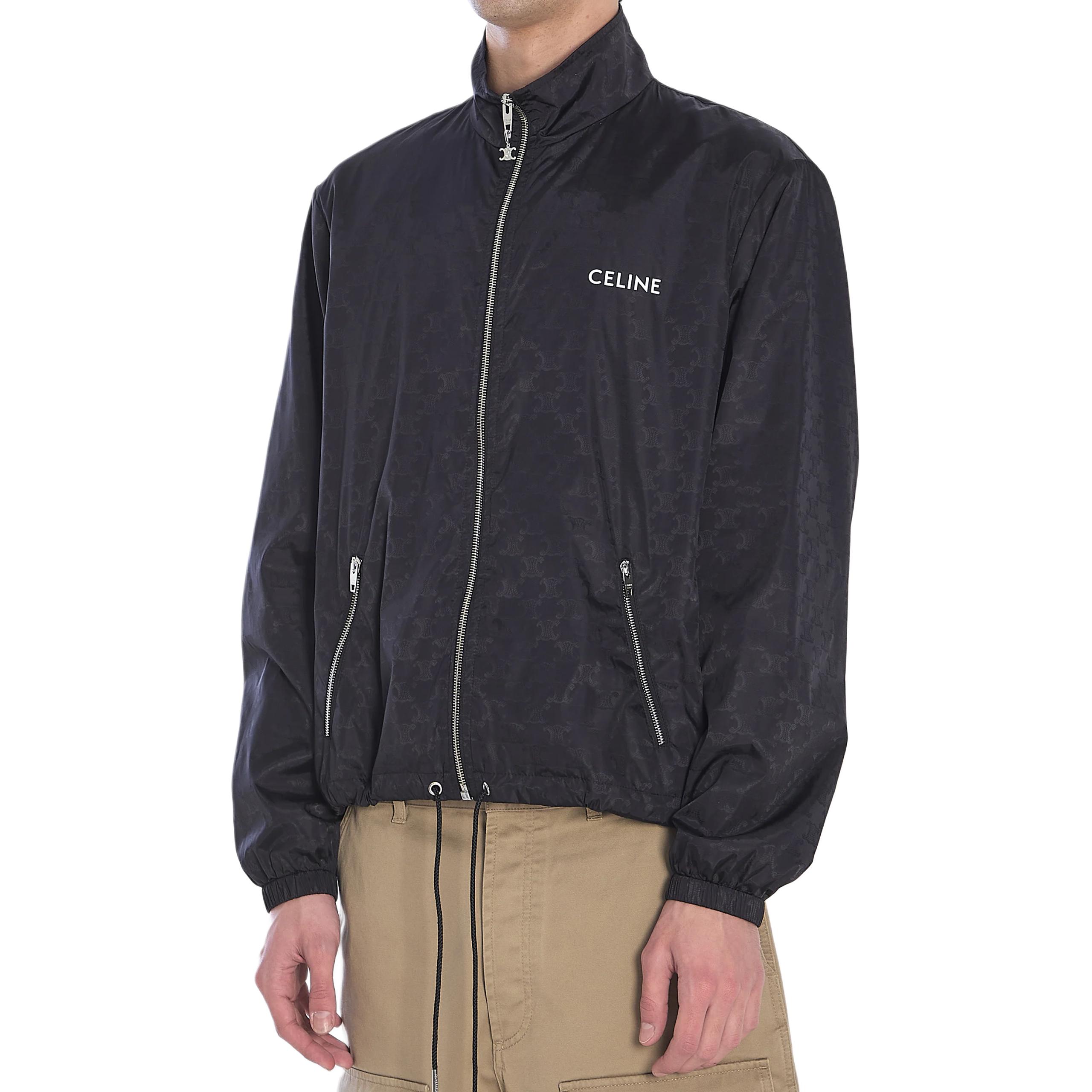 CELINE SS25  Black Nylon Interwoven Zip-Up Jacket with Drawstring Waist. RV0K6795W-38NO 圖 6