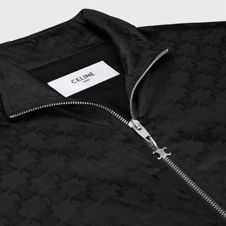 CELINE SS25  Black Nylon Interwoven Zip-Up Jacket with Drawstring Waist. RV0K6795W-38NO 圖 7