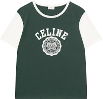 CELINE SS25 Green Colorblock Letter Logo Crewneck T-Shirt. RX04B671Q-FZM9 CELINE SS25 Green Colorblock Letter Logo Crewneck T-Shirt. RX04B671Q-FZM9