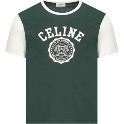 CELINE SS25 Green Colorblock Letter Logo Crewneck T-Shirt. RX04B671Q-FZM9 Order CELINE SS25 Green Colorblock Letter Logo Crewneck T-Shirt. RX04B671Q-FZM9