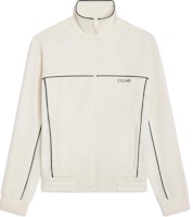 CELINE Striped High-Neck Jacket with Embroidered Logo Beige Outerwear. 2Y94E121O-01OB CELINE Striped High-Neck Jacket with Embroidered Logo Beige Outerwear. 2Y94E121O-01OB